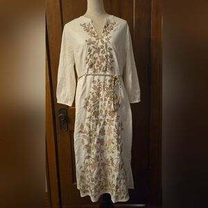 NWT Women’s Soft Surroundings Kimora Embroidered Lyocell And Linen Dress Size M